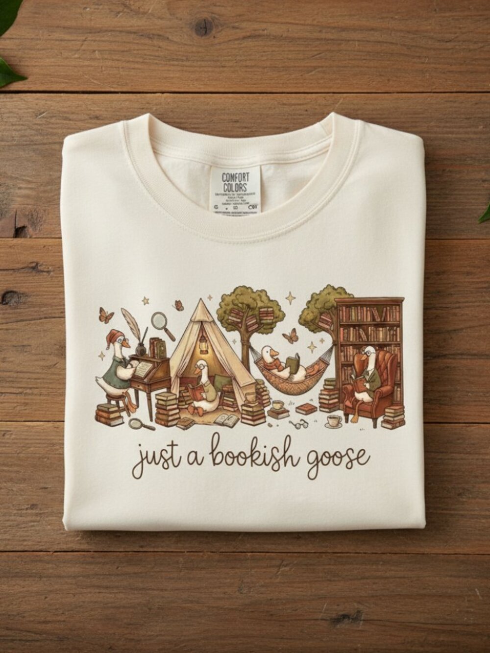 Just a Bookish Goose Graphic Tee | Whimsical Book Lover Shirt
